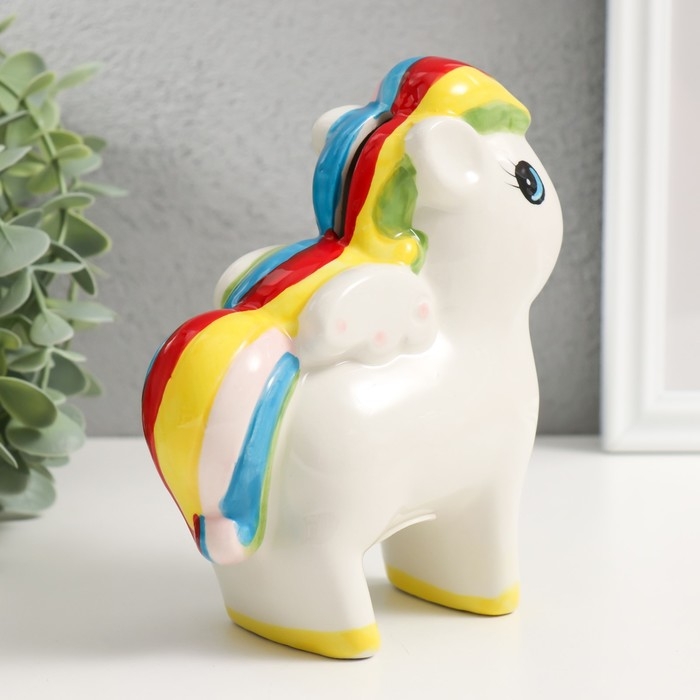 Копилка керамика Копилка керамика "Лошадка с крыльями и яркой гривой" 13х6,5х16 см