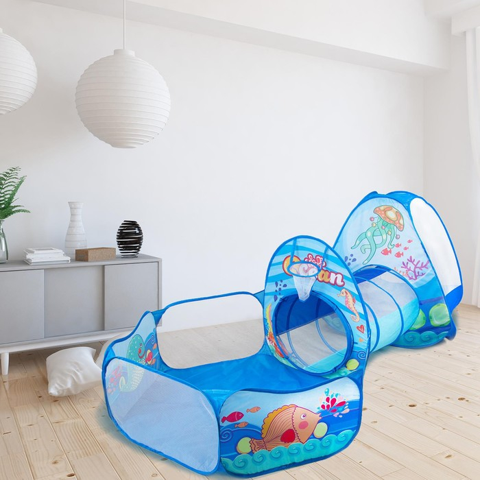 Палатка детская игровая + туннель + сухой бассейн «Океан», 315 × 53 × 90 см Палатка детская игровая + туннель + сухой бассейн «Океан», 315 × 53 × 90 см