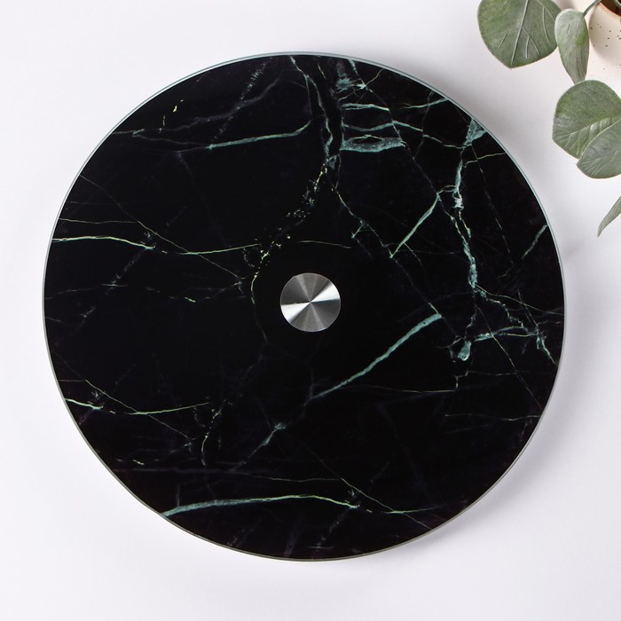 Подставка стеклянная для торта вращающаяся Доляна «Марбл чёрный», d=32 см, цвет чёрный Подставка стеклянная для торта вращающаяся Доляна «Марбл чёрный», d=32 см, цвет чёрный