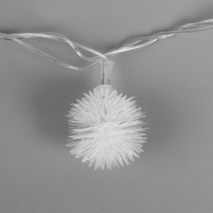 Гирлянда &laquo;Нить&raquo; 5 м с насадками &laquo;Ёжики&raquo;, IP20, прозрачная нить, 20 LED, свечение мульти (RG/RB), мигание, 220 В