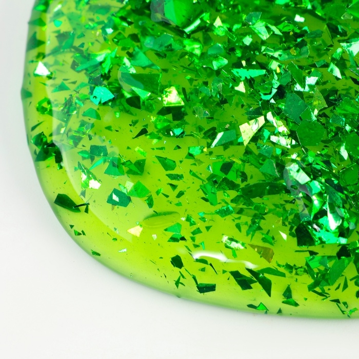 Слайм &laquo;Стекло&raquo; с зелёными блёстками слюда