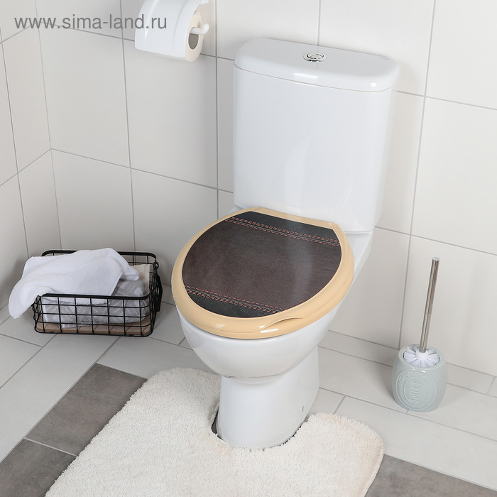 Сиденье для унитаза с крышкой Росспласт &laquo;Декор. Кожа&raquo;, 44,5&times;37,5 см, цвет коричневый