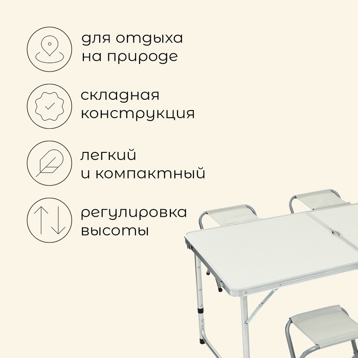 Набор туристической мебели Maclay, складной: стол, 4 стула Набор туристической мебели Maclay, складной: стол, 4 стула