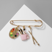 Булавка &laquo;Художник&raquo; с подвесками, 7 см, цветная в золоте