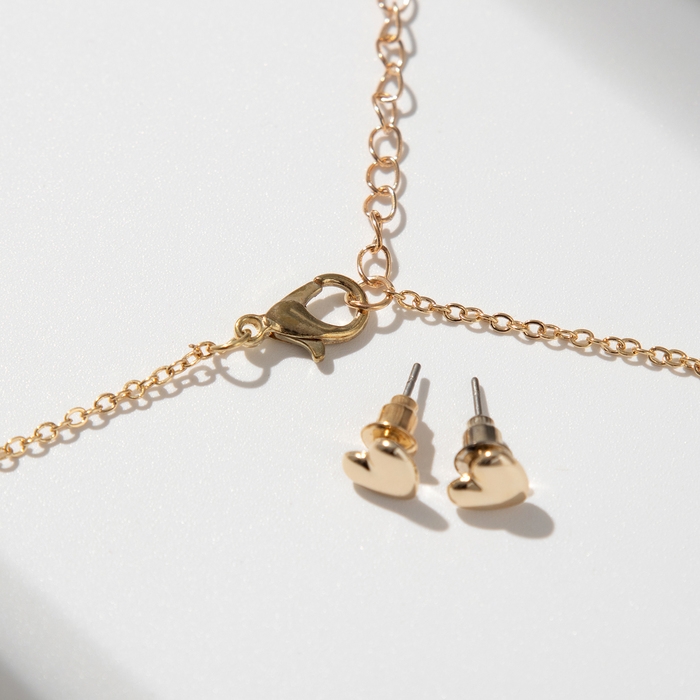 Гарнитур 5 предметов: серьги (4 пары), кулон &laquo;Минимал&raquo; сердечко, цвет золото, 40 см