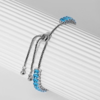 Браслет со стразами &laquo;Сияй&raquo; на затяжке, цвет голубой в серебре