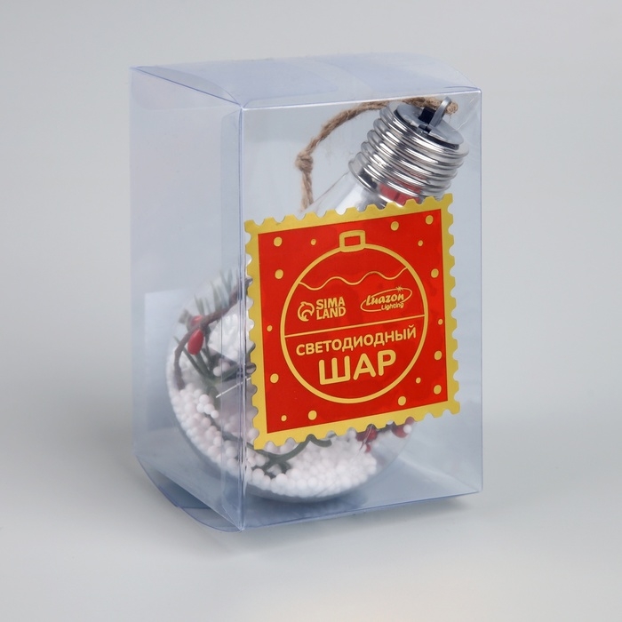 Ёлочный шар «Ветка ели», батарейки, 5 LED, свечение белое Ёлочный шар «Ветка ели», батарейки, 5 LED, свечение белое