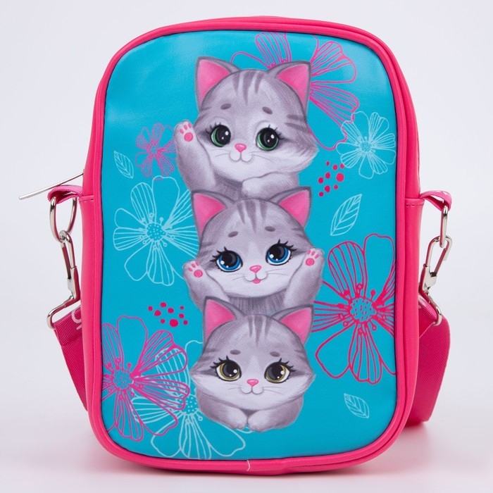 Сумка на ремешке детская для девочки &laquo;Три котенка&raquo;, 15&times;5&times;21