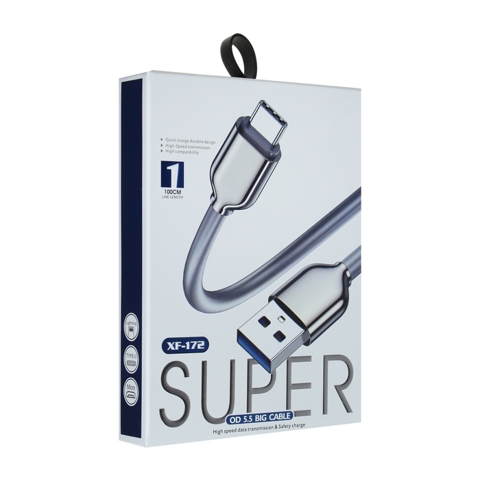 Кабель MicroUSB - USB, 2.4 A, оплётка PVC, 1 метр, белый Кабель MicroUSB - USB, 2.4 A, оплётка PVC, 1 метр, белый