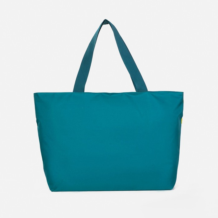 Сумка пляжная на молнии, цвет зелёный/белый/жёлтый