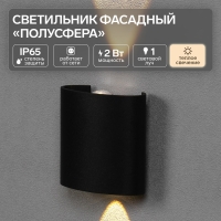 Светильник фасадный &laquo;Полусфера&raquo;, FSD-075, 2 Вт, 3000К, 1 луч, IP65, 220 В, пластик, черный   1008420