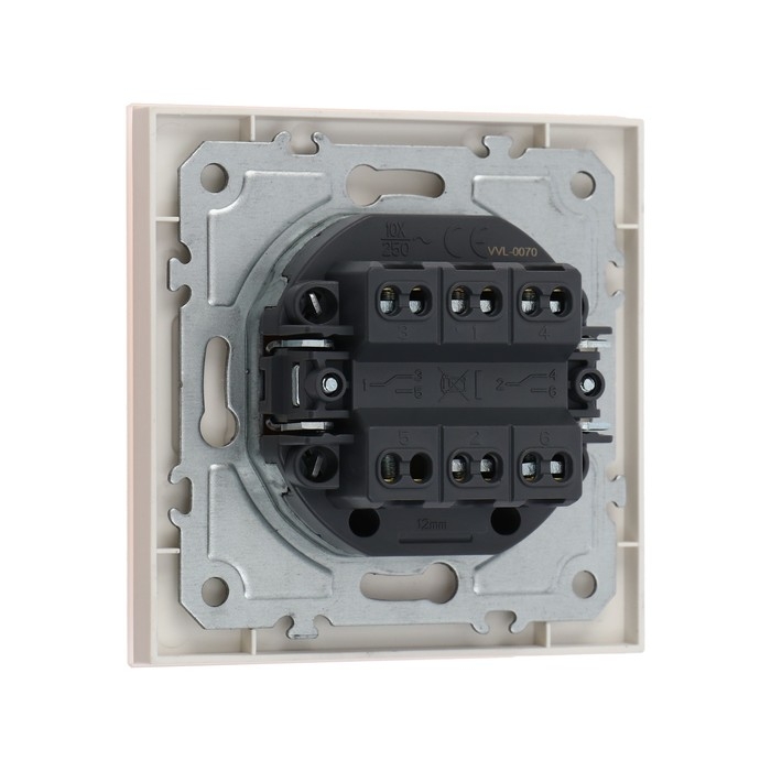 Выключатель проходной TOT Matte Glass, 10 А, 2 кл., скрытый, стекло, бежевый Выключатель проходной TOT Matte Glass, 10 А, 2 кл., скрытый, стекло, бежевый