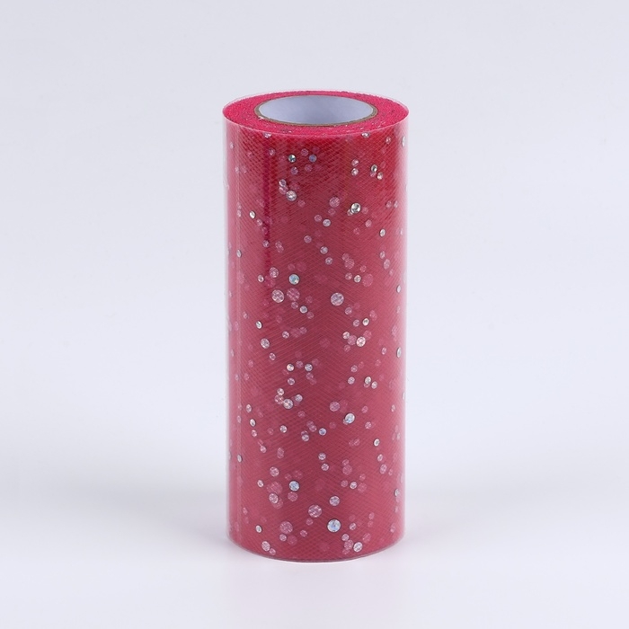 Фатин с блёстками, 15 см, 11 &plusmn; 1 г/кв.м, 23 &plusmn; 1 м, цвет ярко-розовый №61