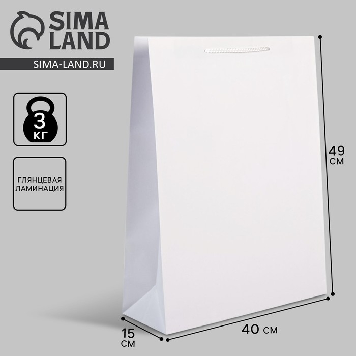 Пакет подарочный ламинированный, упаковка, &laquo;Белый&raquo;, 40 х 49 х 15 см