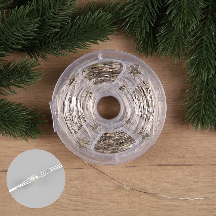 Гирлянда &laquo;Нить&raquo; 100 м роса, IP44, серебристая нить, 1000 LED, свечение мульти, 18 В