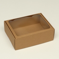 Коробка-шкатулка с окном, бурая, 27 х 21 х 9 см