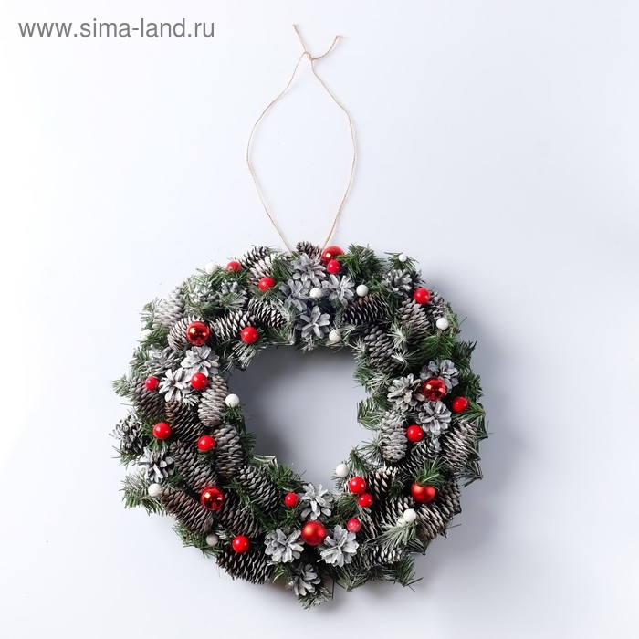 Венок праздничный &laquo;Снежное чудо&raquo;, ручная работа