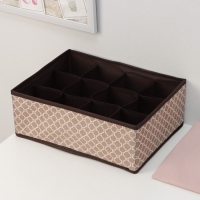 Органайзер для хранения белья Доляна &laquo;Браун&raquo;, 16 ячеек, 32&times;32&times;12 см, цвет коричневый