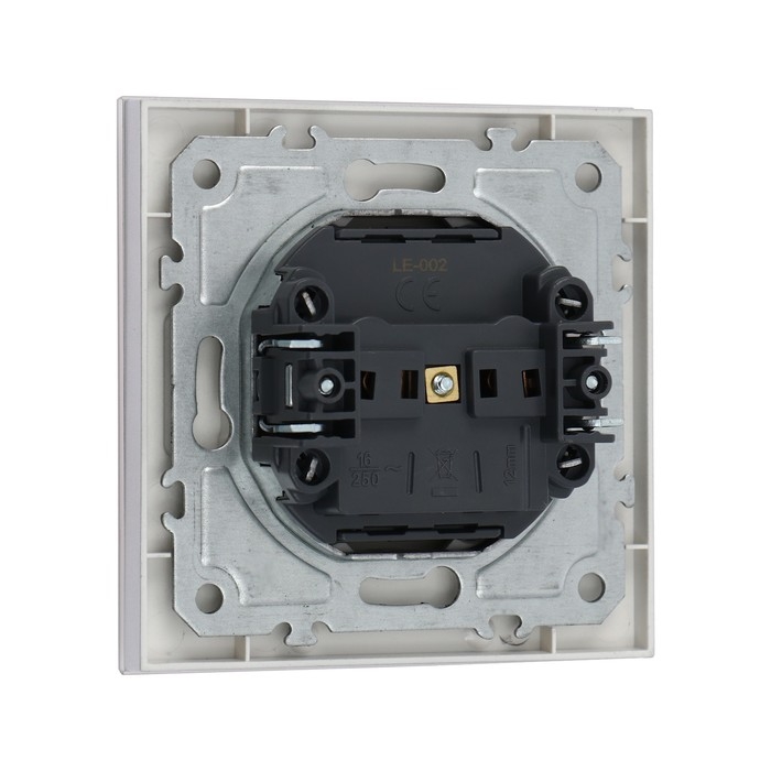 Розетка одноместная TOT Matte Glass, 10 А, скрытая, без з/к, стекло, серебристая Розетка одноместная TOT Matte Glass, 10 А, скрытая, без з/к, стекло, серебристая