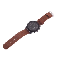 Часы мужские наручные кварцевые "Солдат", коричневые, d=4.5 см, ремешок текстиль 22 мм