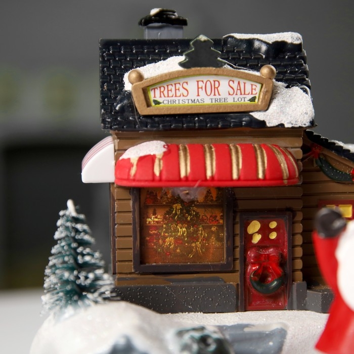 Светодиодная фигура &laquo;Поезд и Дед Мороз&raquo; 20 &times; 20 &times; 16 см, полистоун, батарейки ААх3 (не в комплекте), USB, свечение тёплое белое