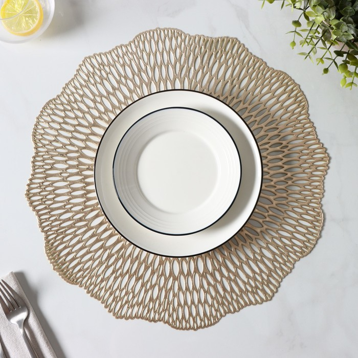 Салфетки сервировочные на стол Доляна &laquo;Мэри&raquo;, d=38 см, 4 шт, цвет золотой