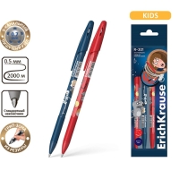 Набор ручек шариковых 4 штуки ErichKrause R-301 Stick & Grip "Приключения Пети и Волка", узел 0.7 мм, синие, с резиновым держателем, европодвес Набор ручек шариковых 4 штуки ErichKrause R-301 Stick & Grip "Приключения Пети и Волка", узел 0.7 мм, синие, с резиновым держателем, европодвес