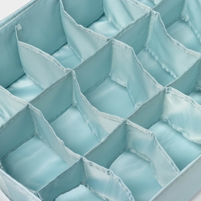 Органайзер для хранения белья &laquo;Комфорт&raquo;, 18 ячеек, 35&times;24&times;13 см, цвет бирюзовый