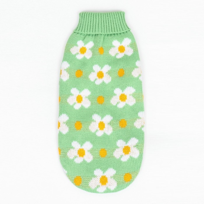 Свитер Свитер "Ромашки", размер XS (ДС 20, ОШ 21, ОГ 30 см), зелёный