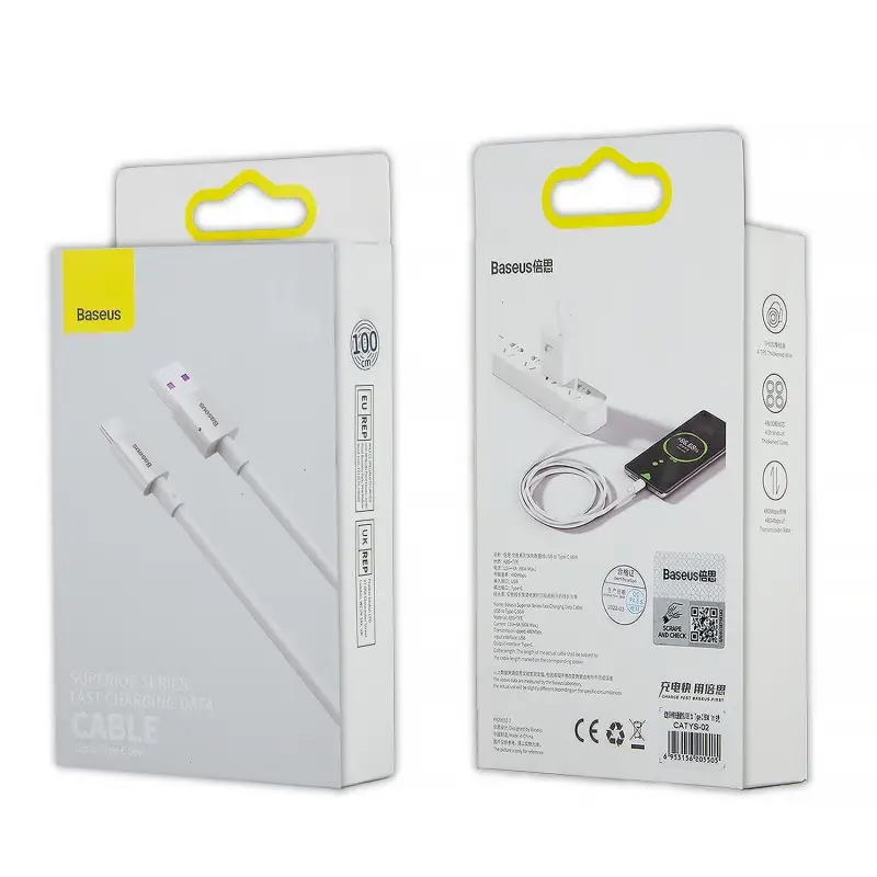 Кабель USB Type-C 1M 66W Superior Series Fast Charging Baseus белый CATYS-02