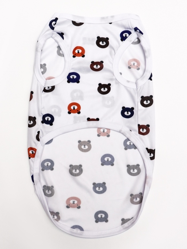 Футболка для животных "Мишка", L (ДС 34, ОГ 46 см), белая