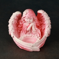Подсвечник "Ангел" розовый, 11см