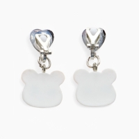 Серьги-клипсы детские "Выбражулька" панда с сердцем кристалл, цветные