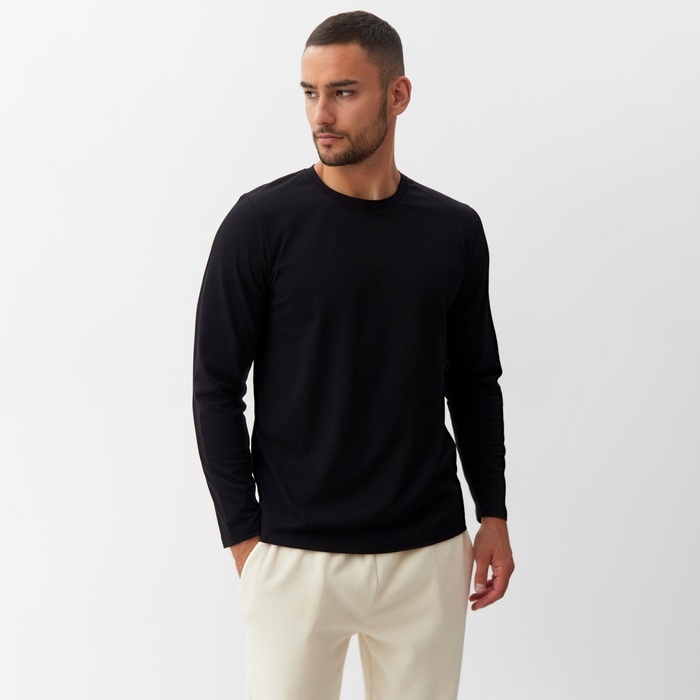 Джемпер (лонгслив) мужской MINAKU: Basic line MAN цвет черный ,размер 52