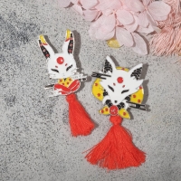 Набор значков (2 шт.) &laquo;Кисточки&raquo; лиса и заяц, цветные в золоте