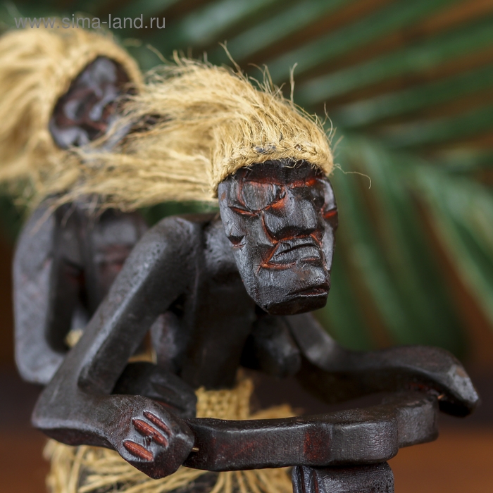 Сувенир &laquo;Аборигены парочка на мотоцикле&raquo;, 7&times;15&times;17 см, дерево