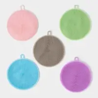 Губка для посуды Доляна, 11&times;11&times;1 см, силиконовая, МИКС