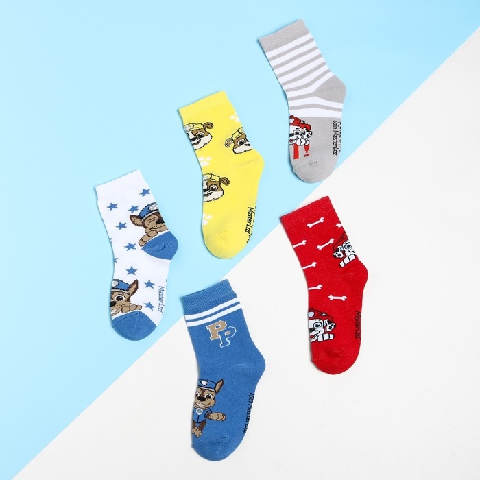 Набор детских носков 5 пар "Boy", PAW PATROL, 14-16 см