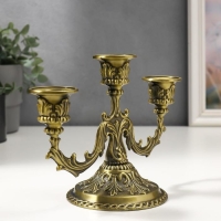 Подсвечник металл на 3 свечи "Узоры природы" цвет латуни 20х14х10 см Подсвечник металл на 3 свечи "Узоры природы" цвет латуни 20х14х10 см