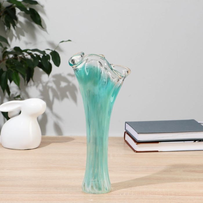 Ваза "Волна" 28 см, зелёная
