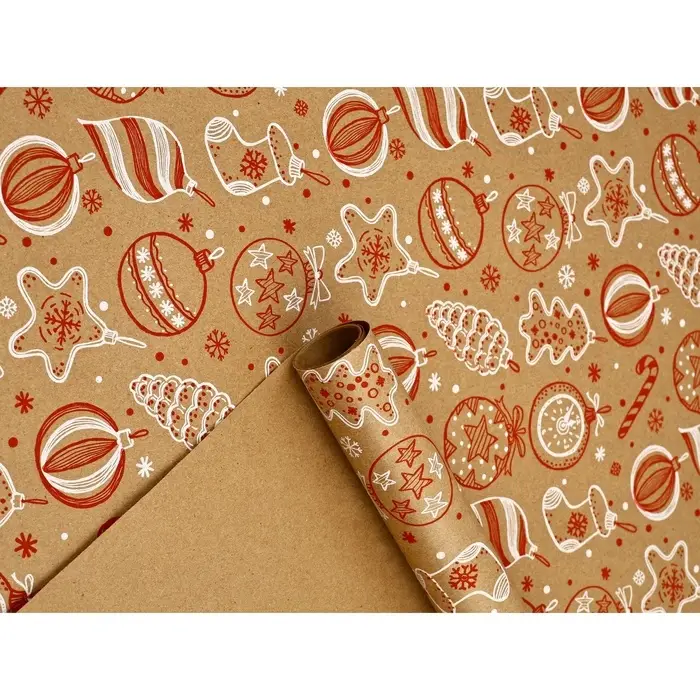 Бумага в тубусе крафтовая бурая в рулоне &laquo;Ёлочные игрушки&raquo;, 0.68 &times; 7 м