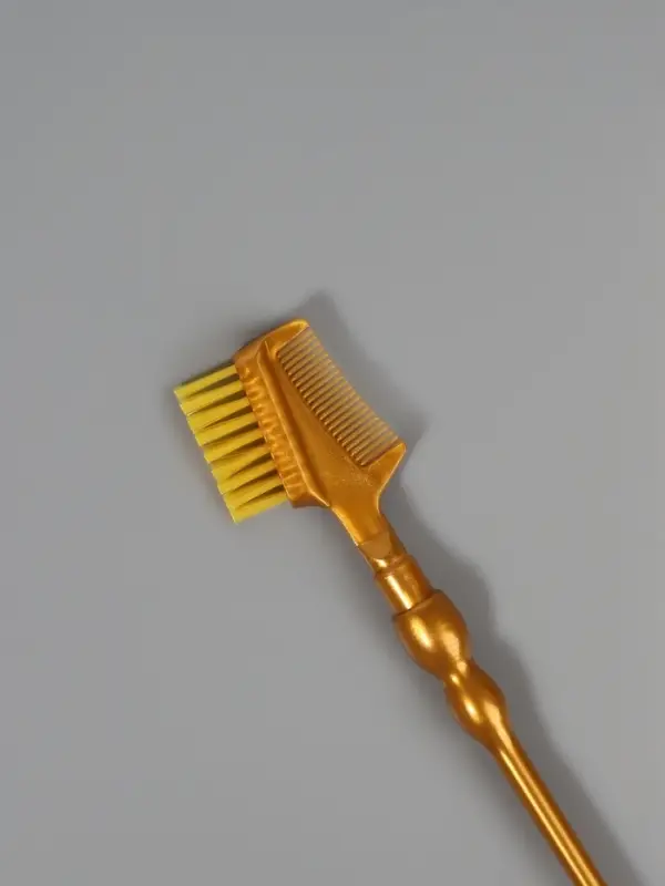 Кисть для макияжа, 2в1, 18.5 см, золотистый