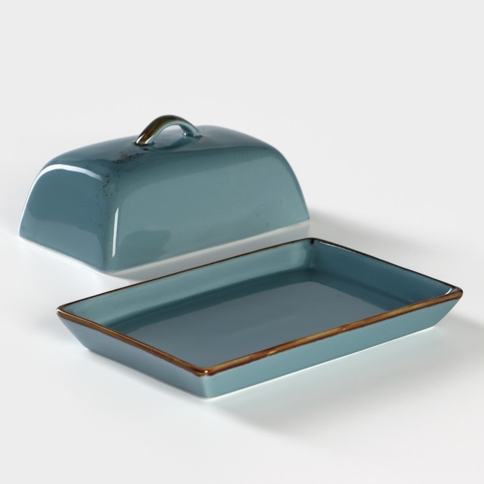 Маслёнка фарфоровая Magistro &laquo;Церера&raquo;, 18&times;12 см, цвет голубой