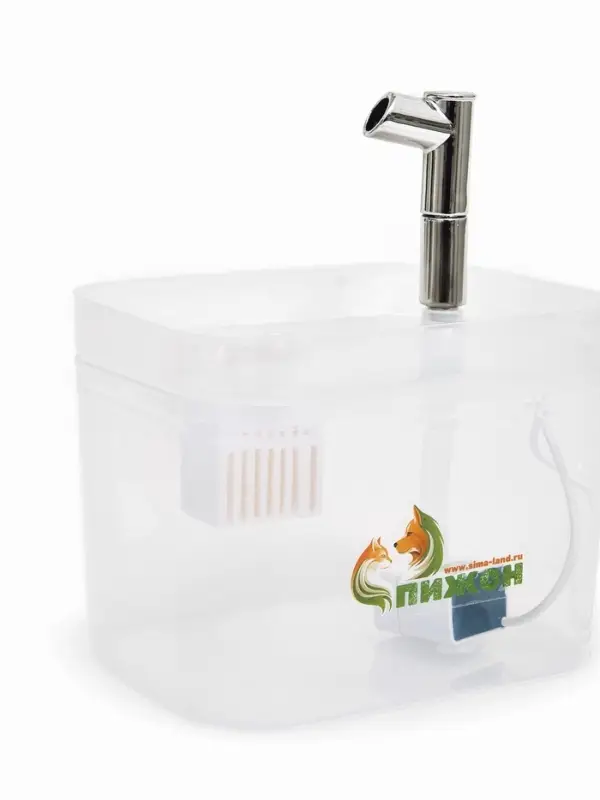 Фонтан для кошек и собак 1,5 л, 16,5 х 13 х 12 см, евророзетка, прозрачный