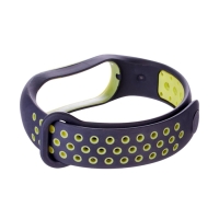 Ремешок Luazon для фитнес-браслета Mi Band 5/6/7, с перфорацией, чёрно-зелёный