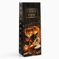 Пакет под бутылку &laquo;С Новым годом&raquo;, бокалы, 13 х 36 х 10 см , Новый год