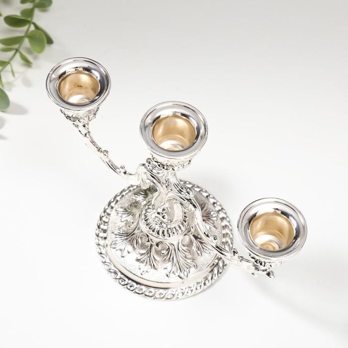 Подсвечник металл на 3 свечи "Узоры природы" 20х14х10 см