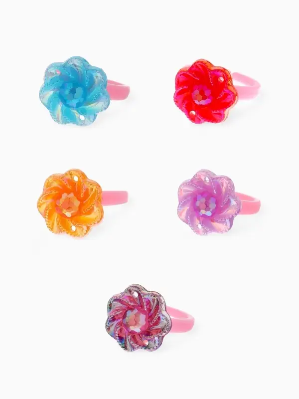 Кольцо Выбражулька &laquo;Цветочки&raquo;, блеск, безразмерное, фасовка 100 шт., МИКС