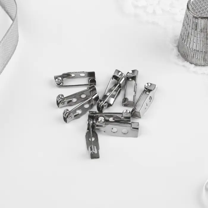 Основа для броши, 2 отверстия, 15 мм, 10 шт., цвет серебряный