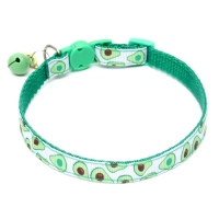 Ошейник текстильный "Авокадо" с бубенчиком и подвеской, 19-32 х 1 см